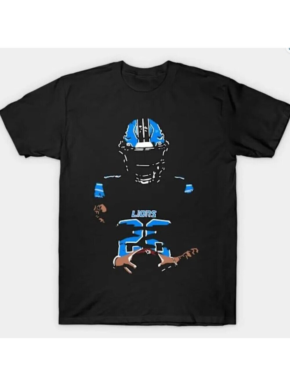 Mens Detroit Lions T-Shirt Large GIBBS Blackout NFL Football Black Short Sleeve